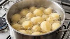  What to add to the water when boiling potatoes: they will cook faster and taste better.